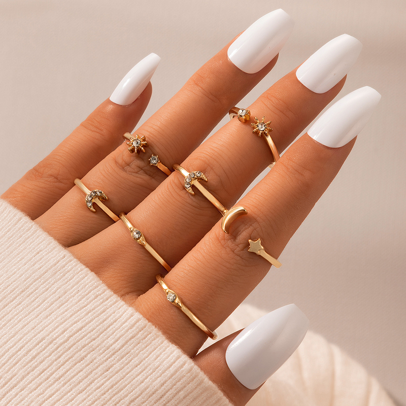 Retro Ring Set Multi-piece Water Drop Geometric Female Joint Tail Ring Set Ring display picture 6