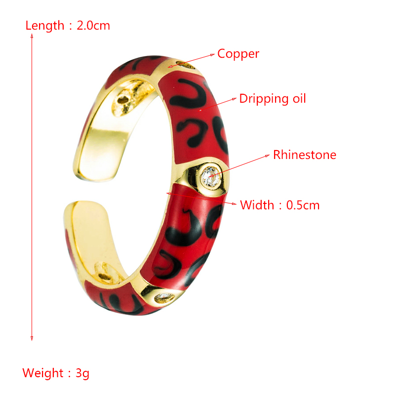 Copper Gold-plated Multicolor Dripping Eyes Heart-shaped Opening Adjustable Zircon Ring display picture 1