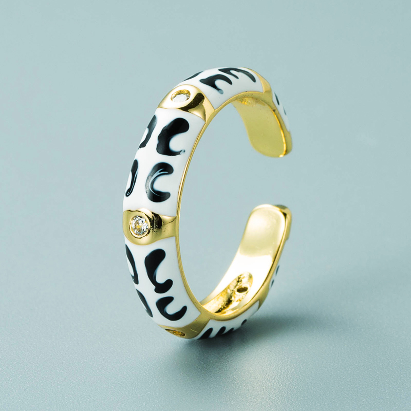 Copper Gold-plated Multicolor Dripping Eyes Heart-shaped Opening Adjustable Zircon Ring display picture 9