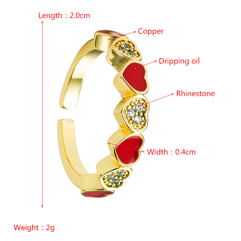 Creative Copper Gold-plated Micro-inlaid Zircon Heart-shaped Opening Adjustable Ring Female display picture 1