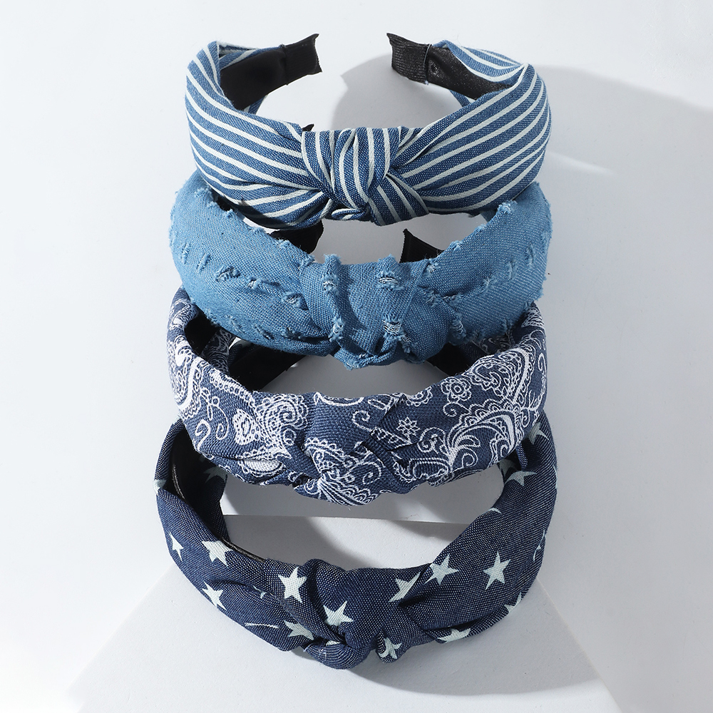European And American New Wide-brimmed Fabric Hair Accessories Knotted Headband display picture 1