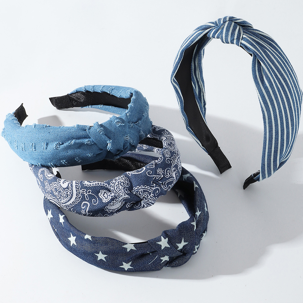 European And American New Wide-brimmed Fabric Hair Accessories Knotted Headband display picture 2