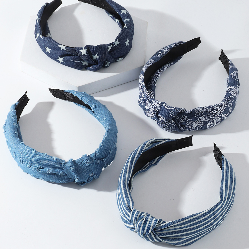 European And American New Wide-brimmed Fabric Hair Accessories Knotted Headband display picture 3