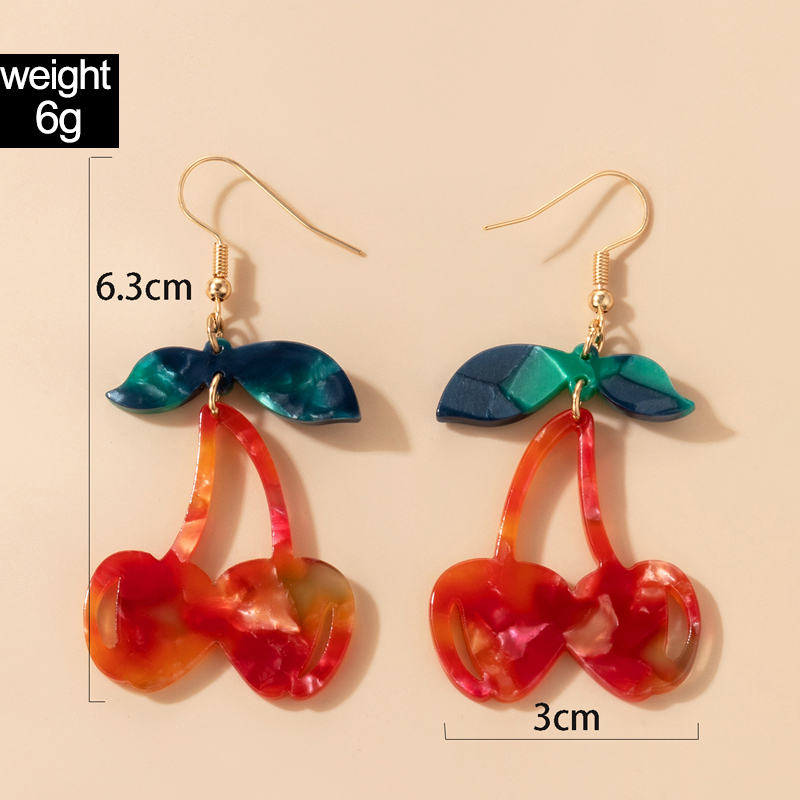 Ethnic Resin Fruit Ear Hook Geometric Irregular Cherry Earrings display picture 1
