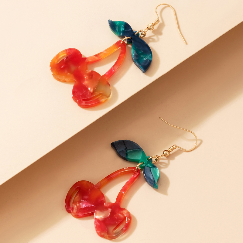Ethnic Resin Fruit Ear Hook Geometric Irregular Cherry Earrings display picture 5