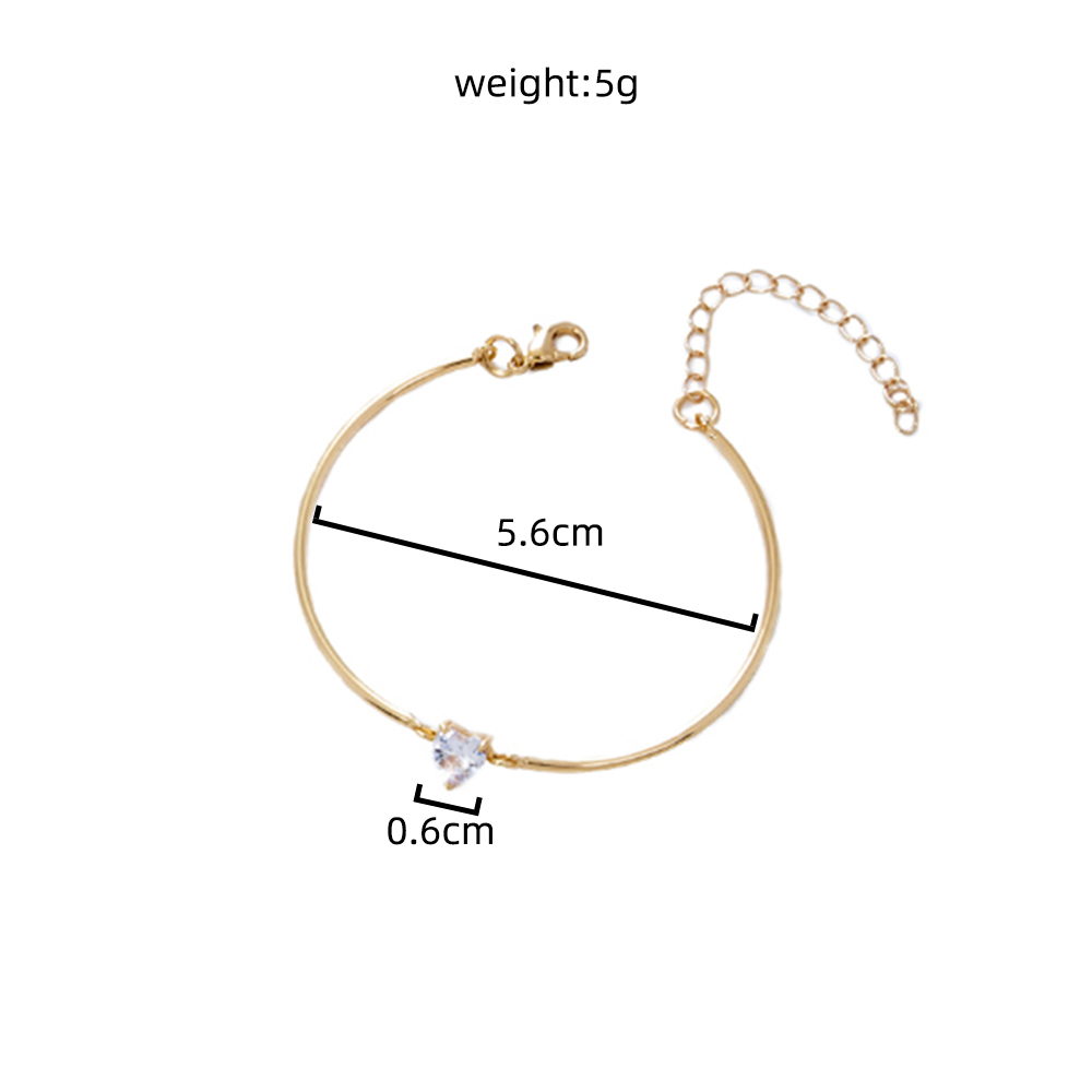 Simple Style Heart Zircon Bracelet Fashion Geometric Copper Bracelet Women display picture 5