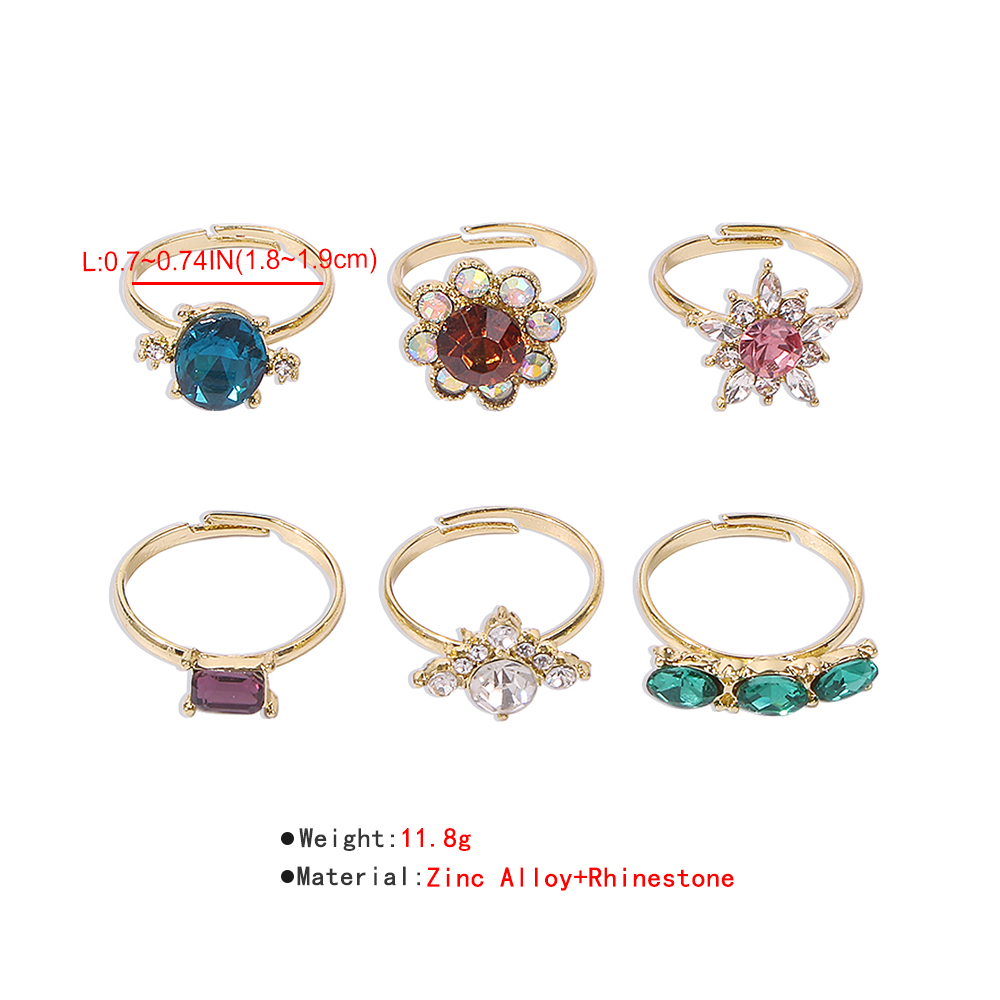 Personalized Alloy Color Diamond Hollow Ring Set display picture 1