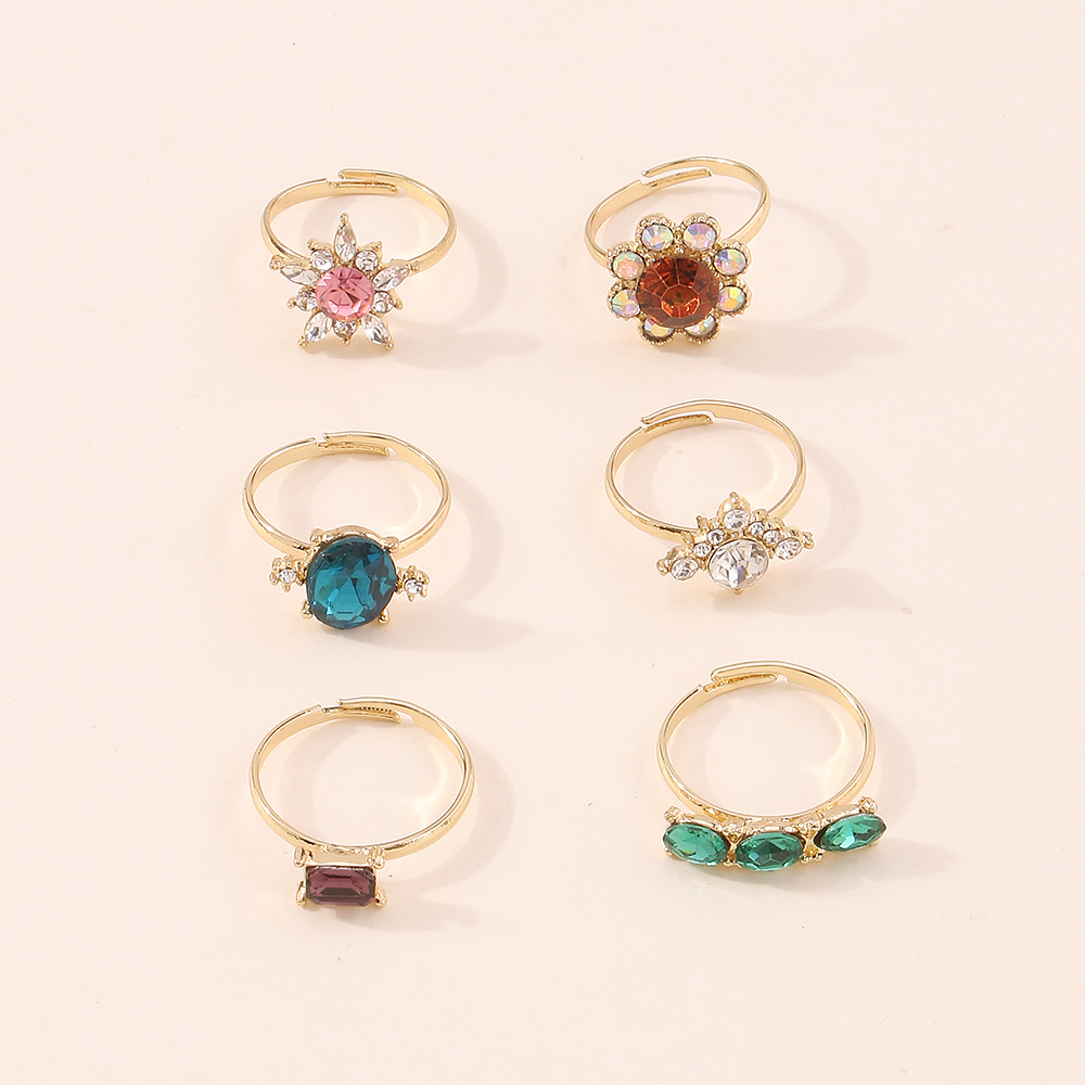 Personalized Alloy Color Diamond Hollow Ring Set display picture 4