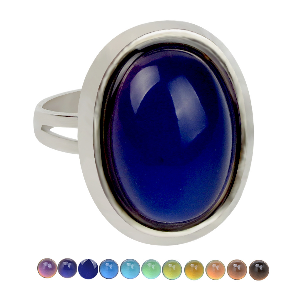 Fashion Open Retro Gemstone Thermochromic Ring Niche Simple Ring display picture 11