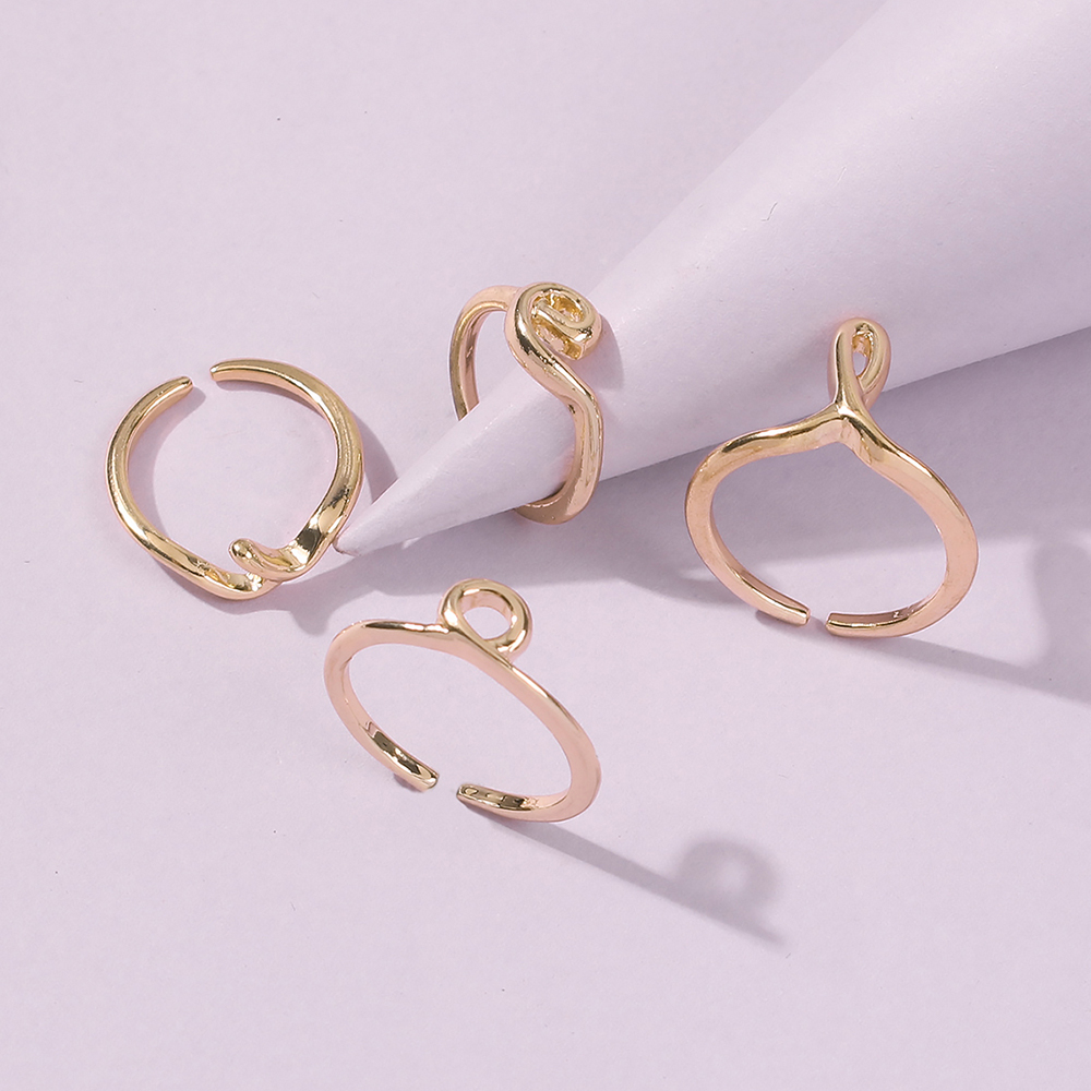 Simple Geometric Twisted Fashion Set Ring display picture 5