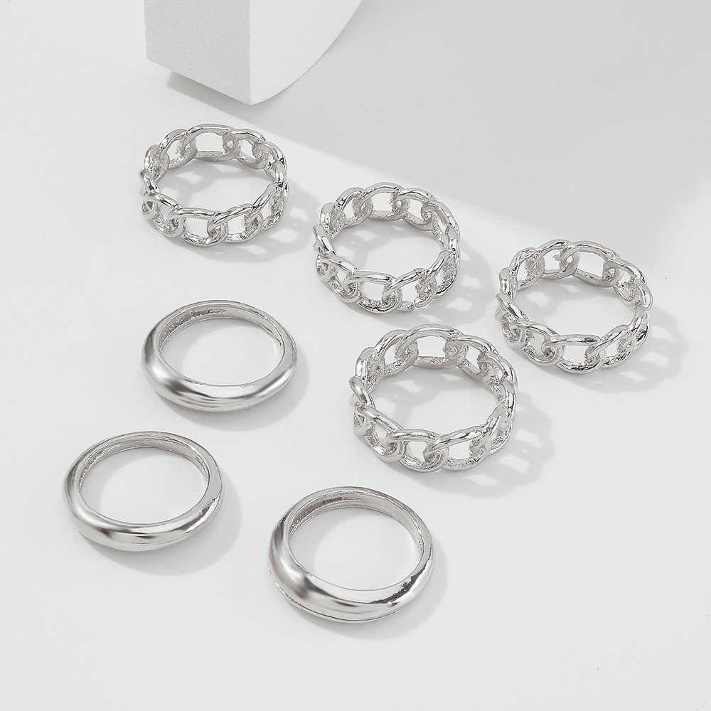 Simple And Exaggerated Chain Geometric Ring Joint Ring display picture 4