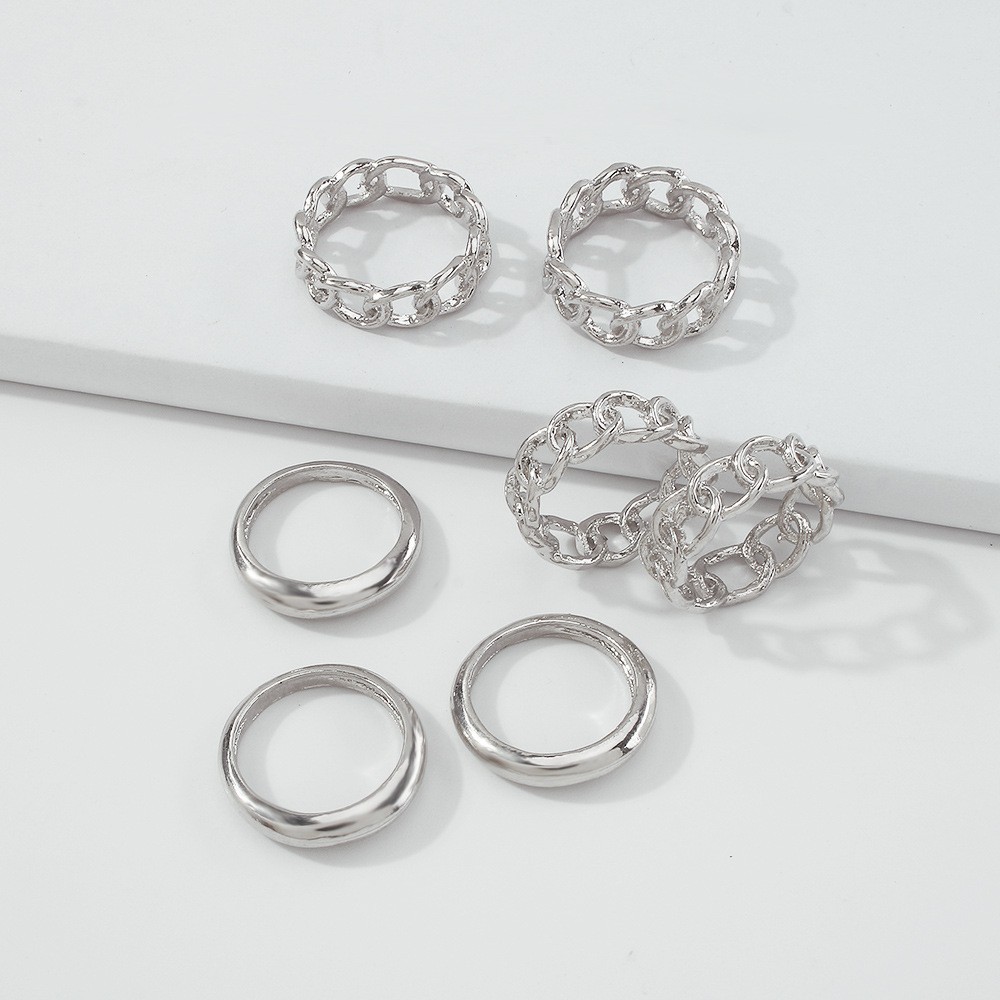 Simple And Exaggerated Chain Geometric Ring Joint Ring display picture 5