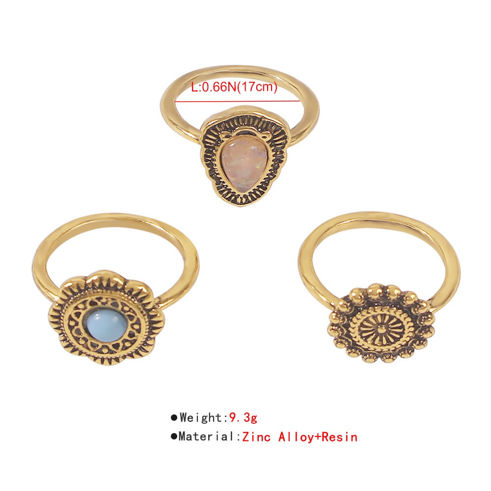 Retro Distressed Sun Flower Simple Ring Set Wholesale display picture 1