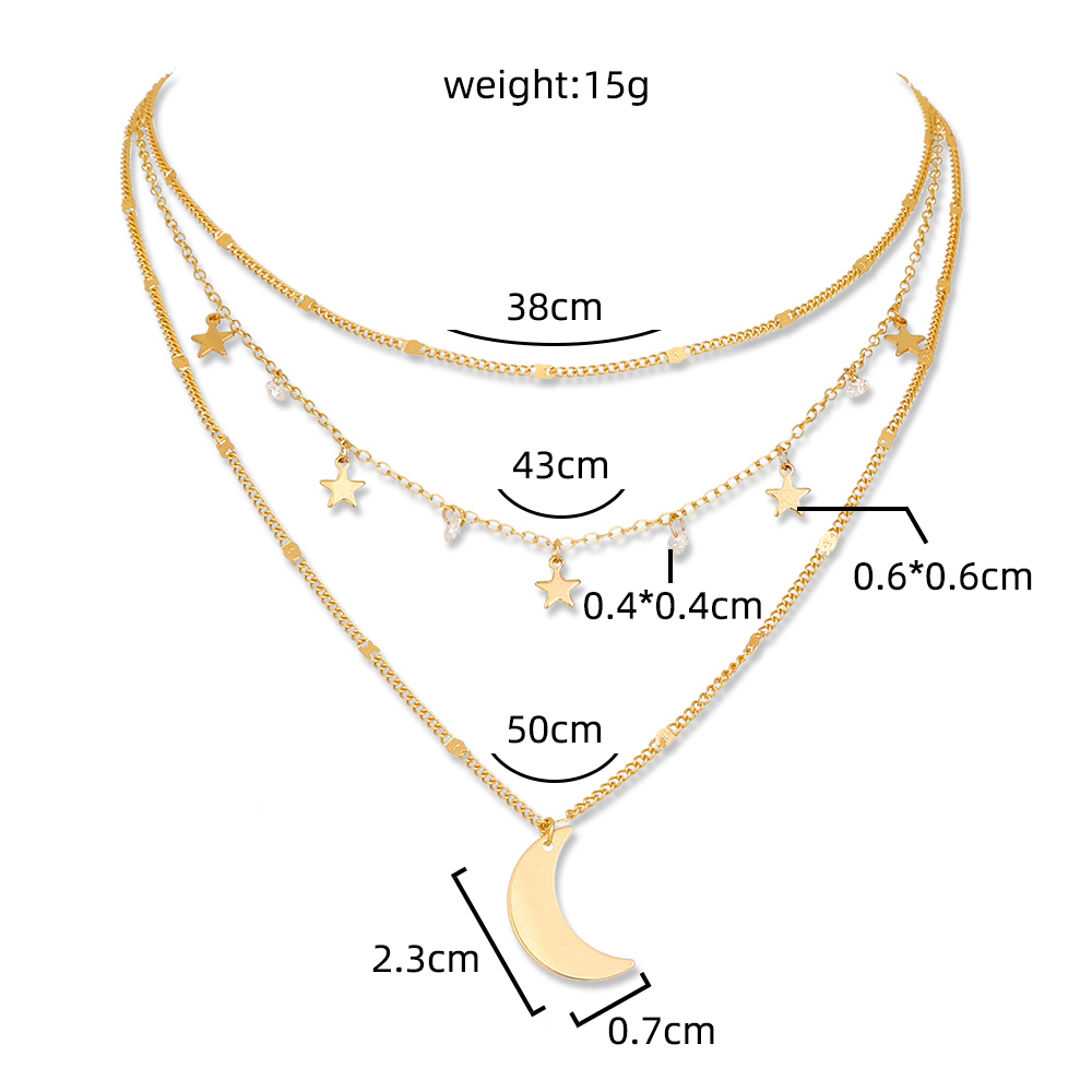 Simple Multi-layered Star And Moon Necklace Clavicle Chain Wholesale display picture 1