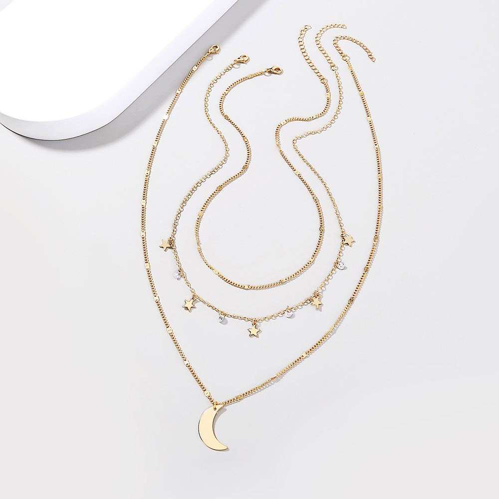 Simple Multi-layered Star And Moon Necklace Clavicle Chain Wholesale display picture 2