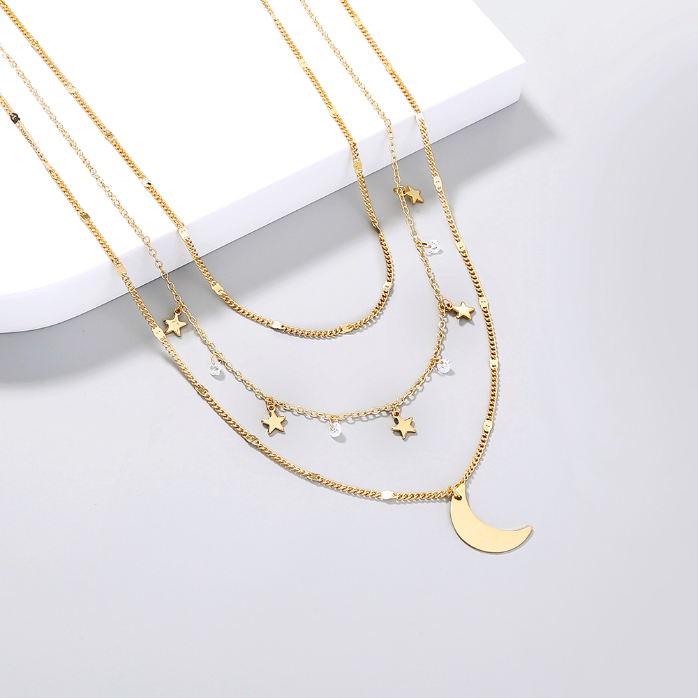 Simple Multi-layered Star And Moon Necklace Clavicle Chain Wholesale display picture 4