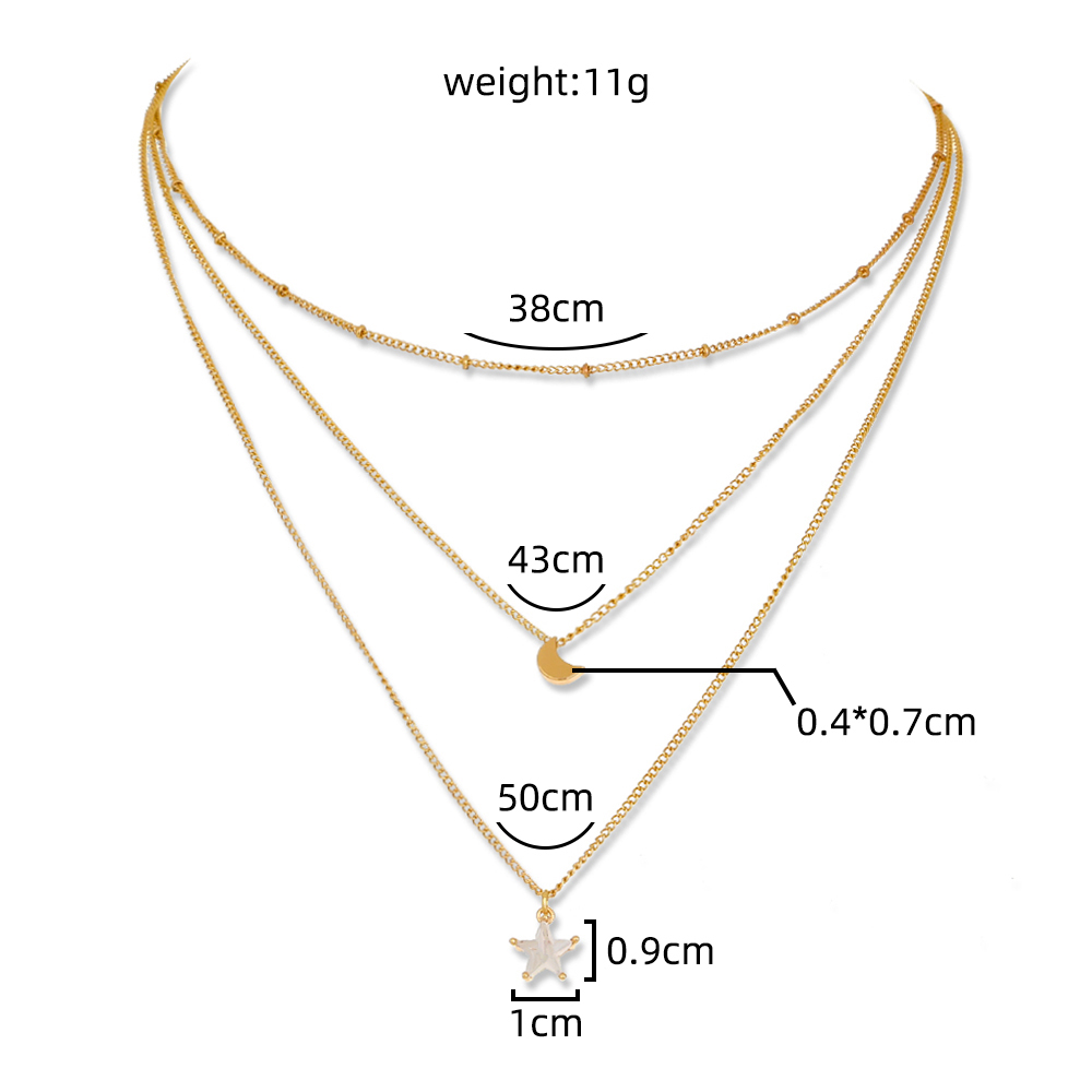Fashion Design Sense Stacked Zircon Five-pointed Star Multi-layer Necklace display picture 1