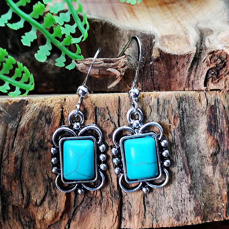 European American Blue Turquoise Earrings Female Wholesale display picture 1
