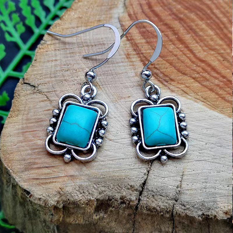 European American Blue Turquoise Earrings Female Wholesale display picture 2