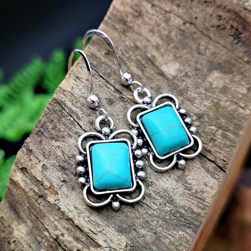 European American Blue Turquoise Earrings Female Wholesale display picture 3