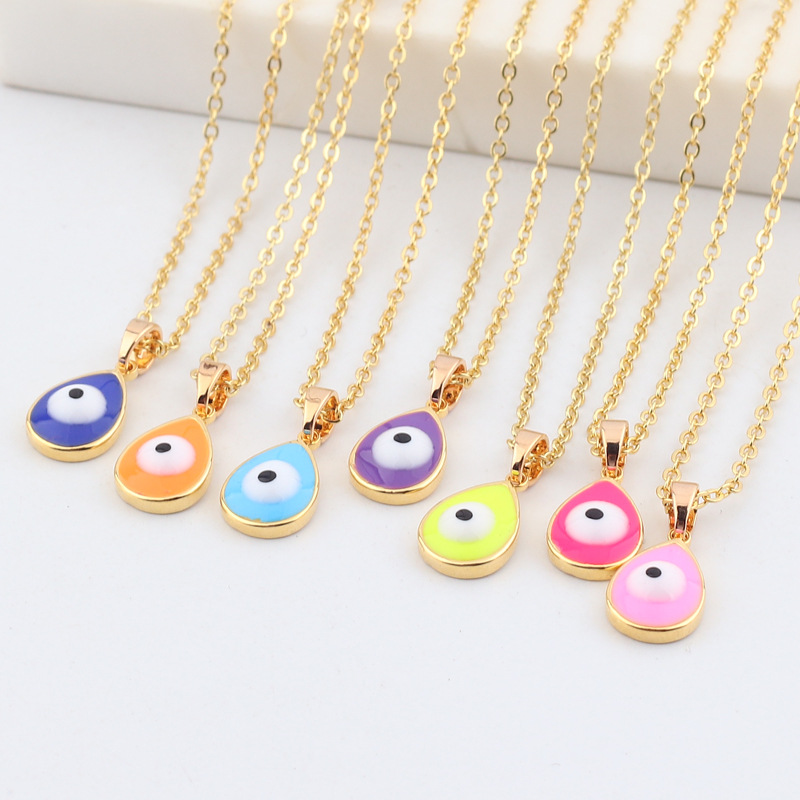 Retro Fashion Water Drop Necklace Personality Simple Drop Oil Eye Copper Jewelry display picture 1