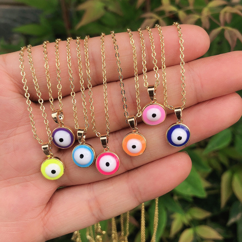 Retro Fashion Water Drop Necklace Personality Simple Drop Oil Eye Copper Jewelry display picture 4