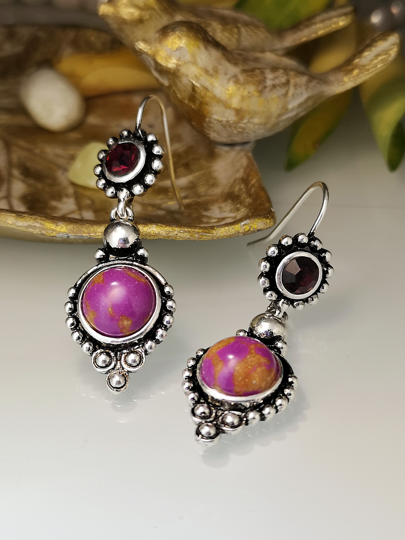 New European And American Fashion Retro Turquoise Creative Personality Earrings display picture 1