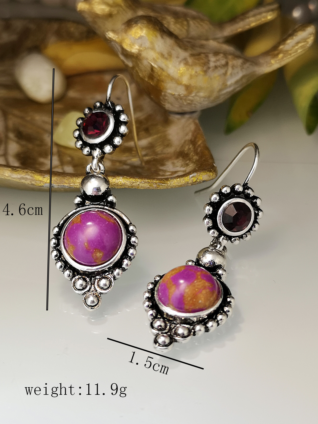 New European And American Fashion Retro Turquoise Creative Personality Earrings display picture 2