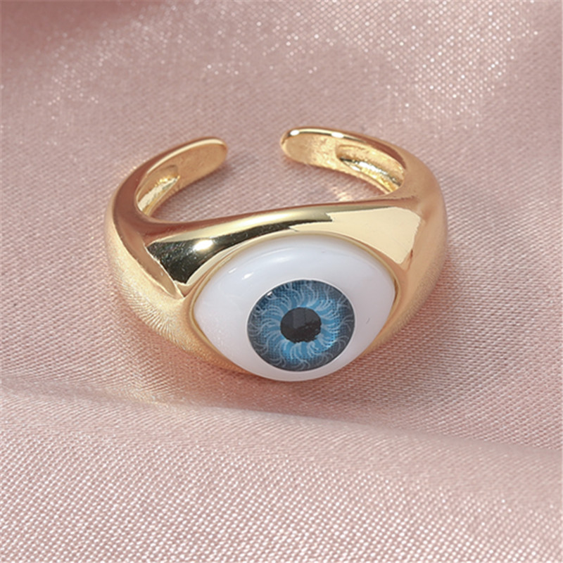 European And American Fashion New Blue Demon Eye Copper Ring display picture 2