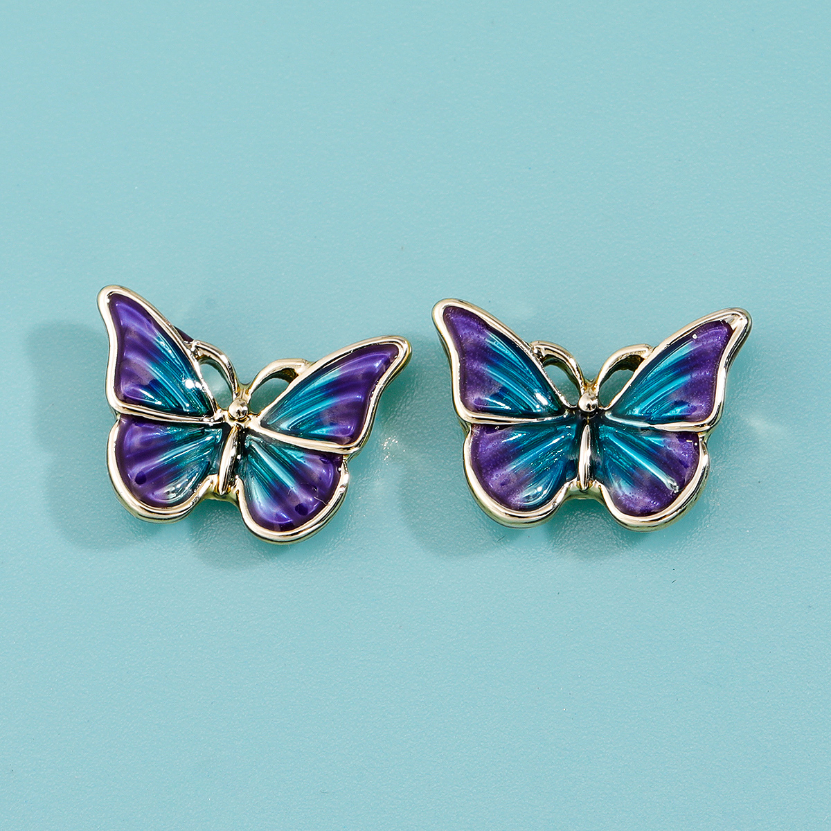 Exquisitos Aretes De Mujer De Moda Con Forma De Mariposa Azul Oscuro display picture 2