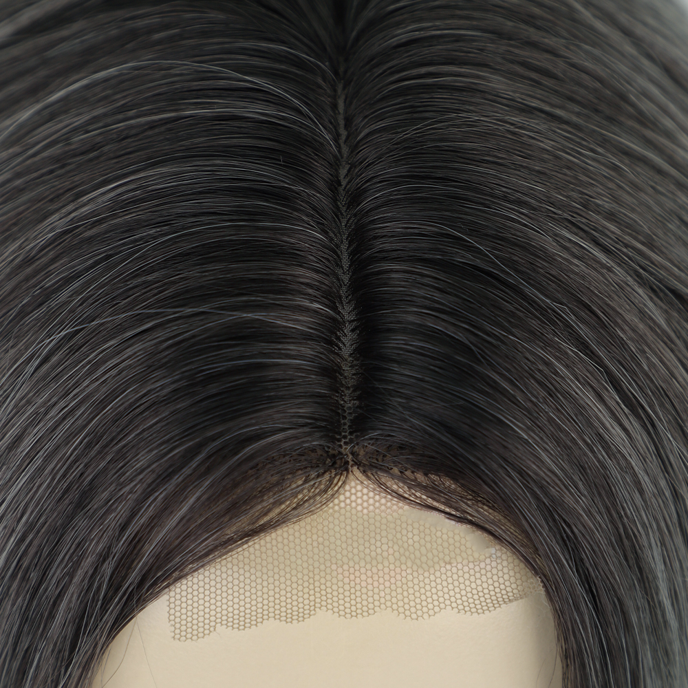 European And American Long Curly Lace Front Gradient Gray Mid-point Lace Wigs display picture 9