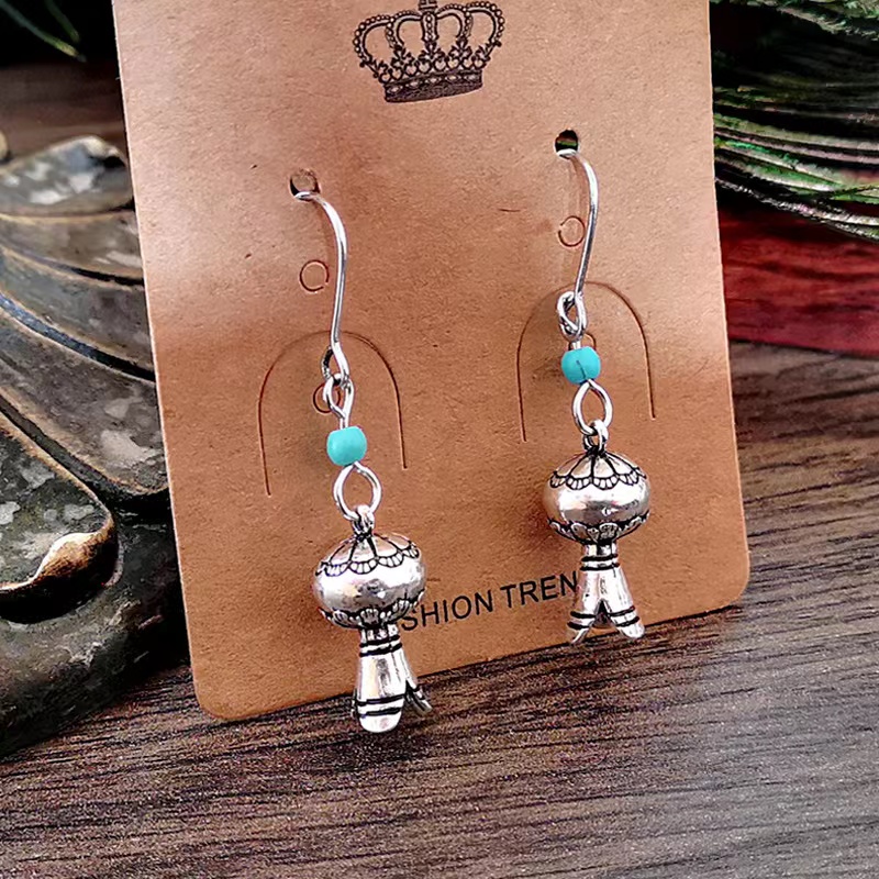 Creative Turquoise Wind Chime European And American Popular Retro Pumpkin Lamp Earrings display picture 1