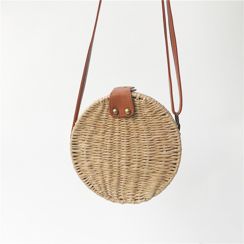 Retro Round Contrast Color Messenger Square Straw Casual Woven Bag display picture 2