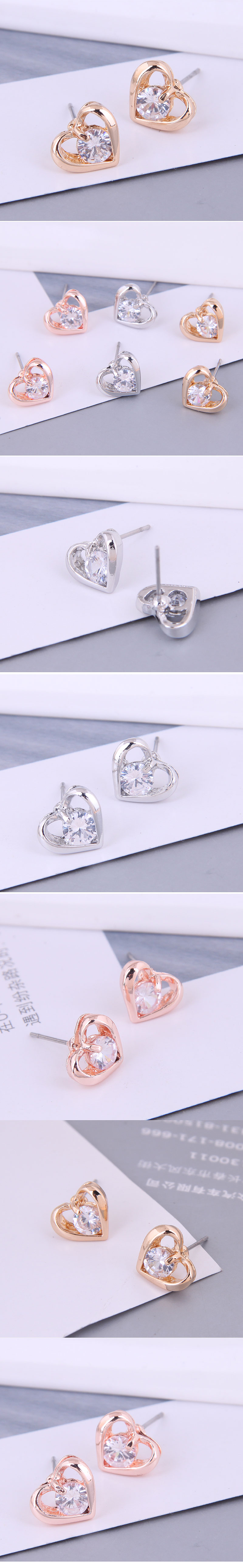 French Fashion Couple Simple Love Zircon Personalized Earrings display picture 1