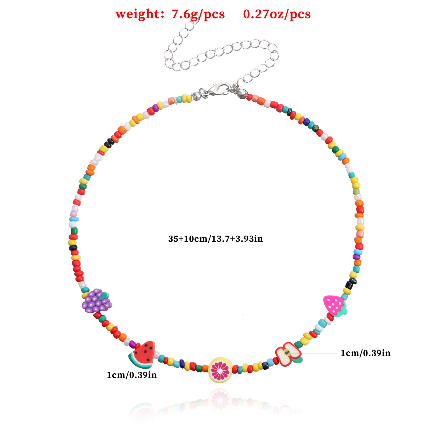Personality Color Fruit Element Rice Bead Cute Lemon Watermelon Necklace display picture 4