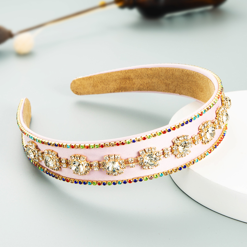 French Retro Diamond-studded Chain Flower Wide-brim Headband display picture 6