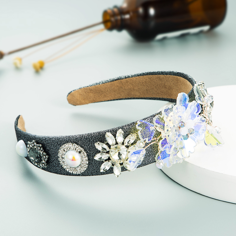 Fashion Personality Baroque Diamond Flower Wide-brimmed Headband display picture 5