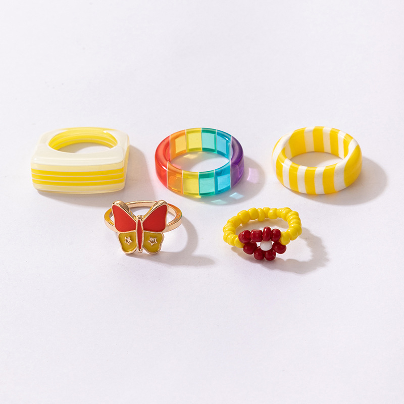 Retro Simple Circle Resin Fashion Popular Color Lady Joint Ring display picture 9