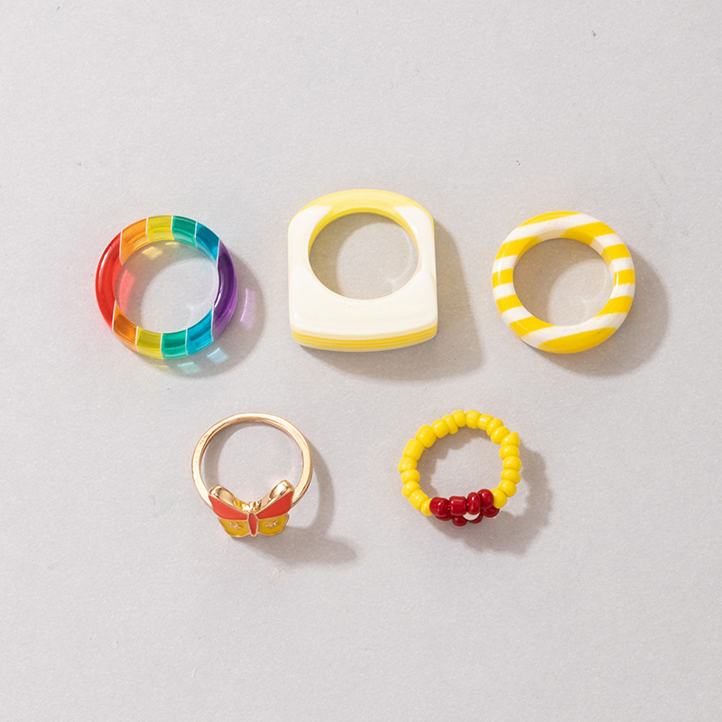 Retro Simple Circle Resin Fashion Popular Color Lady Joint Ring display picture 11