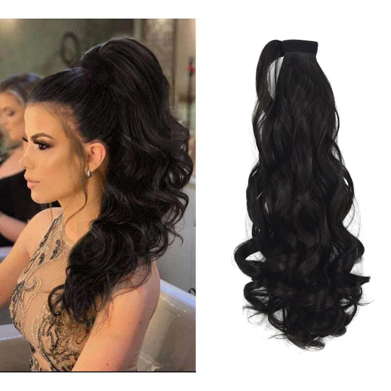 Long Curly Chemical Fiber Big Wave Hair Extension Piece Velcro Ponytail Wig Piece display picture 1