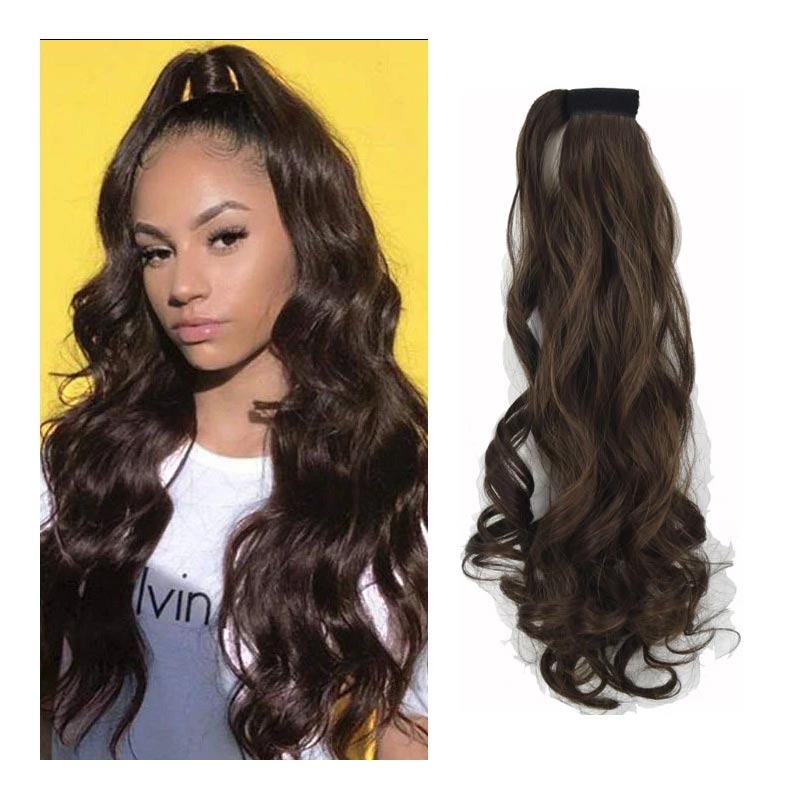 Long Curly Chemical Fiber Big Wave Hair Extension Piece Velcro Ponytail Wig Piece display picture 3