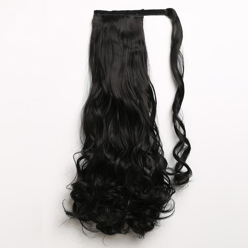 Long Curly Chemical Fiber Big Wave Hair Extension Piece Velcro Ponytail Wig Piece display picture 8