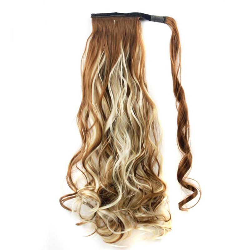 Long Curly Chemical Fiber Big Wave Hair Extension Piece Velcro Ponytail Wig Piece display picture 14