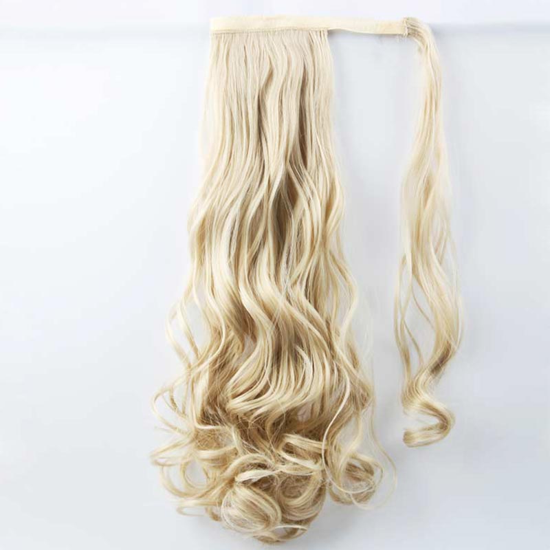 Long Curly Chemical Fiber Big Wave Hair Extension Piece Velcro Ponytail Wig Piece display picture 17