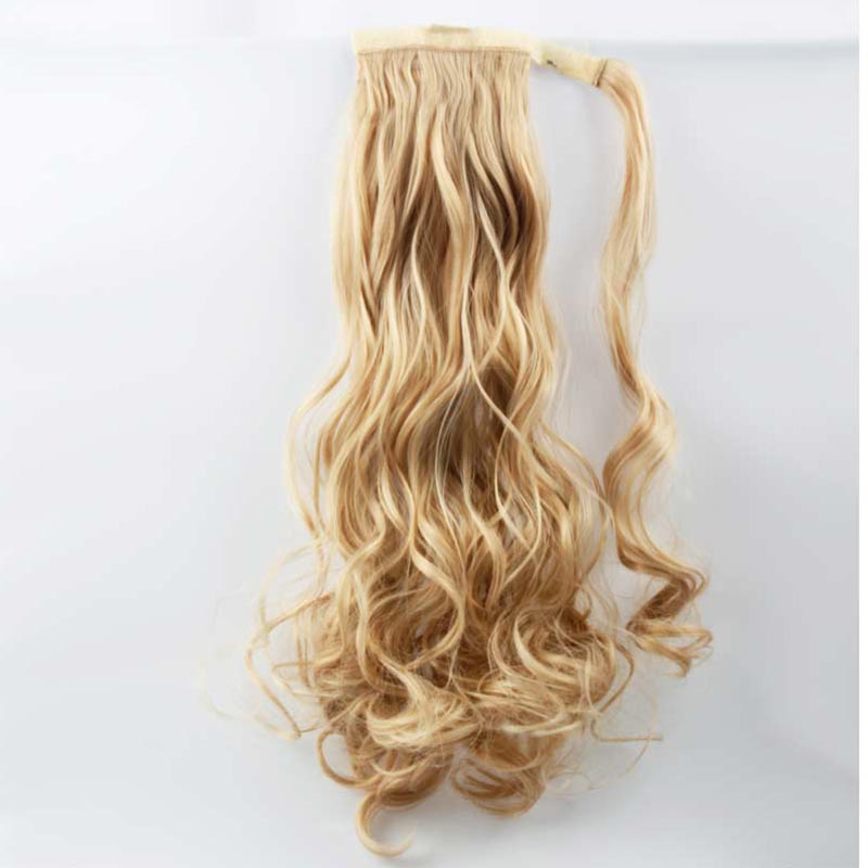 Long Curly Chemical Fiber Big Wave Hair Extension Piece Velcro Ponytail Wig Piece display picture 19