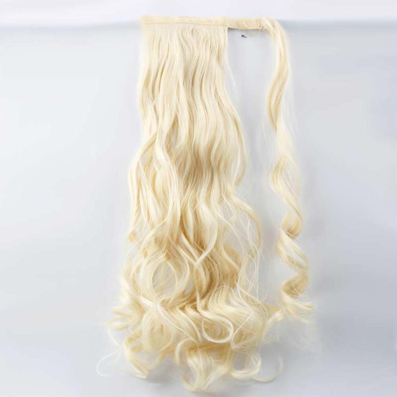 Long Curly Chemical Fiber Big Wave Hair Extension Piece Velcro Ponytail Wig Piece display picture 21