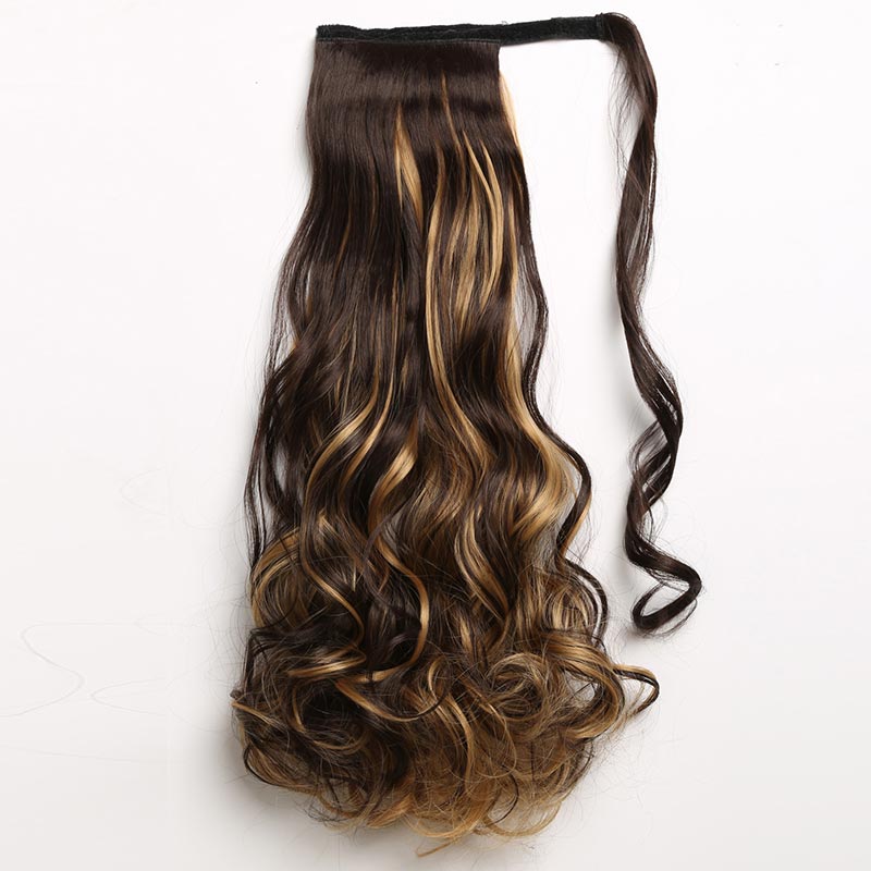 Long Curly Chemical Fiber Big Wave Hair Extension Piece Velcro Ponytail Wig Piece display picture 22