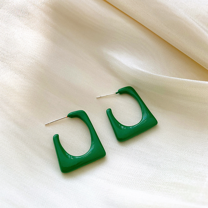 Korean Dripping Oil Geometric Autumn And Winter New Green Earrings display picture 1