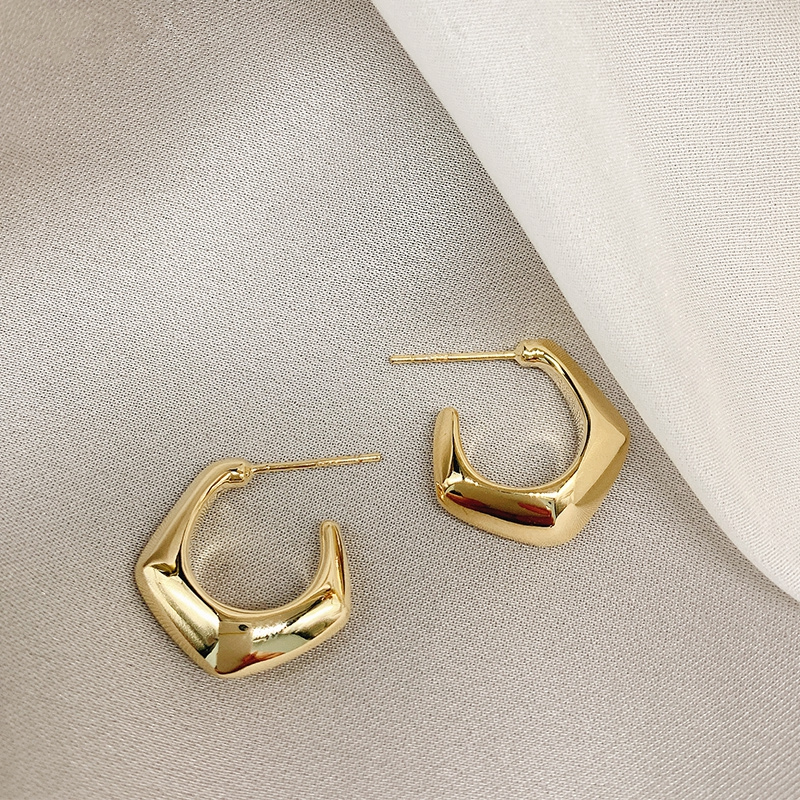 European And American Minimalist Geometric Metal C-shaped Niche Personality Earrings display picture 3