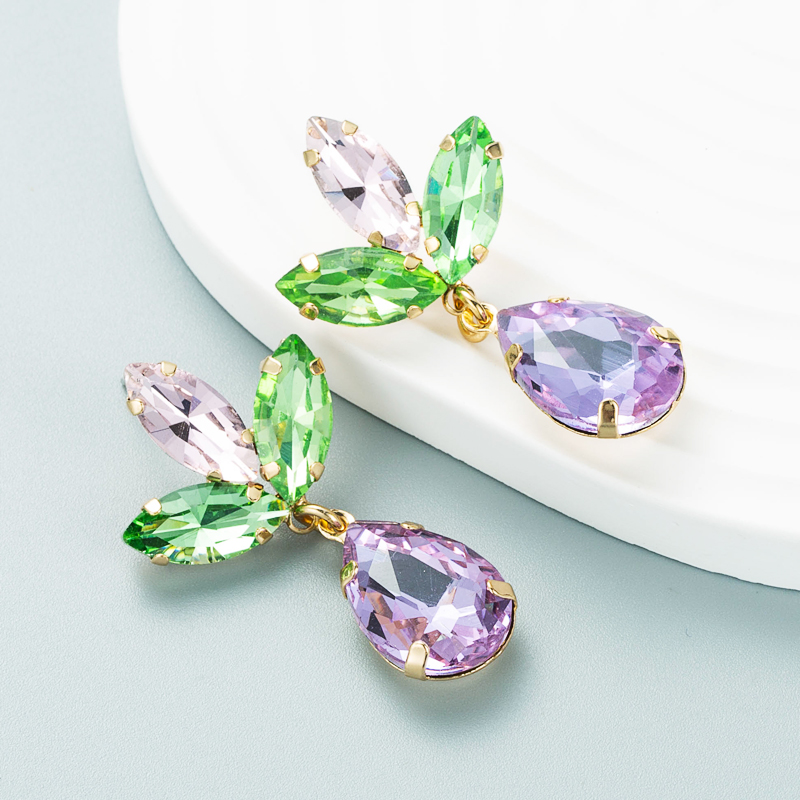 Fashion Multi-layer Drop-shaped Glass Diamond Flower Earrings display picture 4